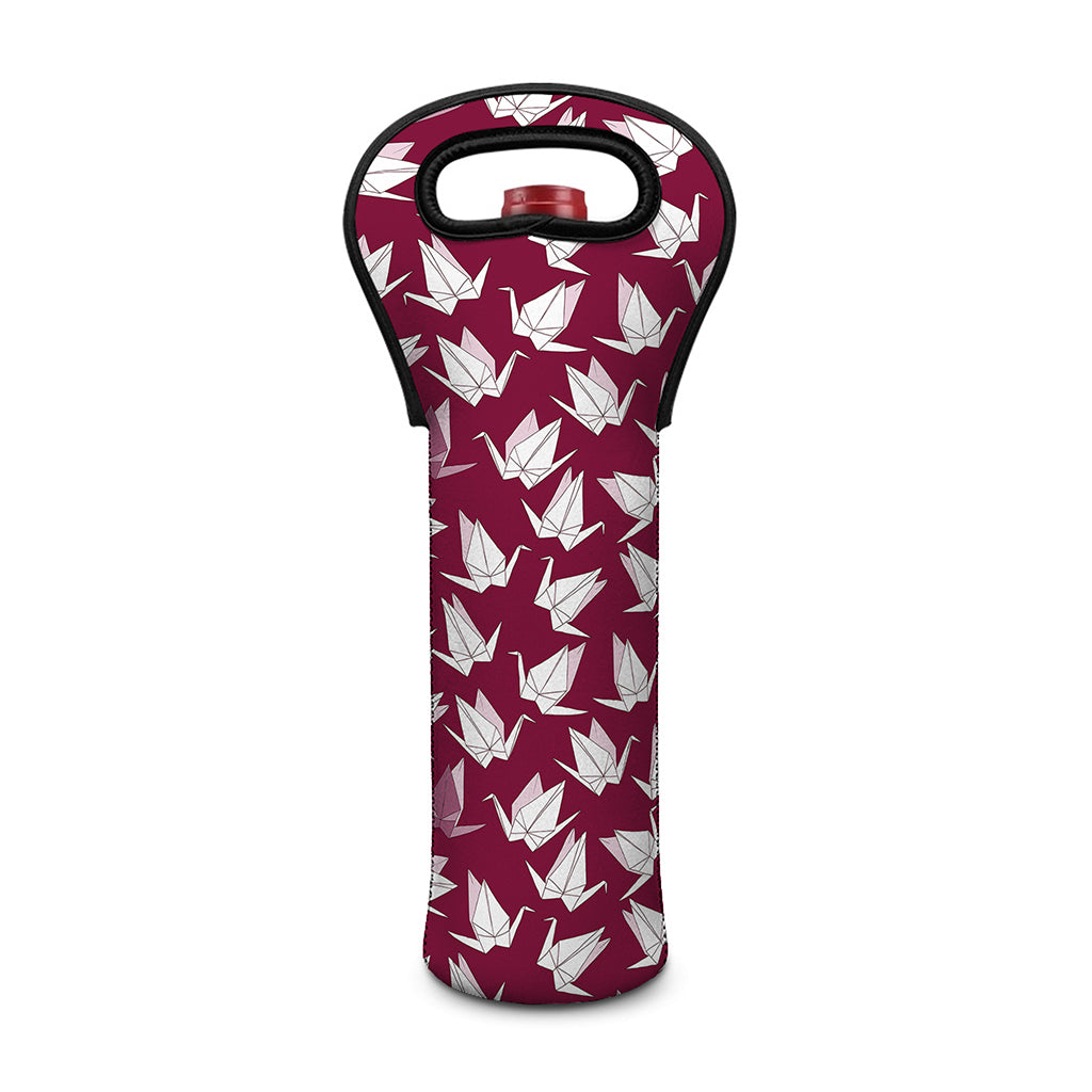 Japanese Origami Crane Pattern Print Single Neoprene Wine Tote