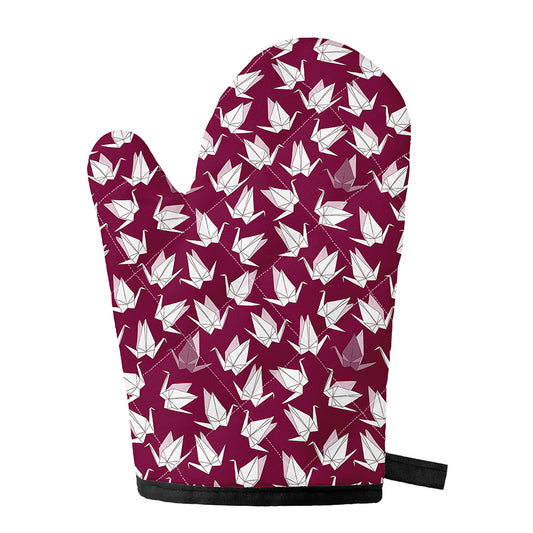 Japanese Origami Crane Pattern Print Single Oven Mitt