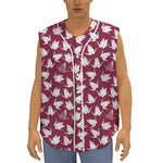 Japanese Origami Crane Pattern Print Sleeveless Baseball Jersey
