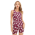 Japanese Origami Crane Pattern Print Sleeveless One Piece Swimsuit