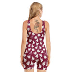 Japanese Origami Crane Pattern Print Sleeveless One Piece Swimsuit