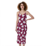 Japanese Origami Crane Pattern Print Slim Fit Midi Cami Dress