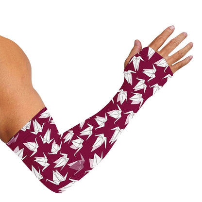 Japanese Origami Crane Pattern Print Sun Protection Arm Sleeves