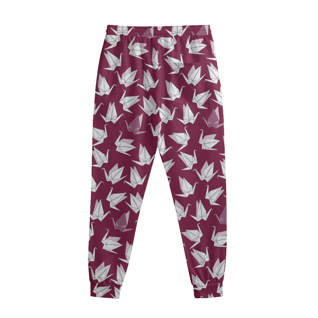 Japanese Origami Crane Pattern Print Sweatpants