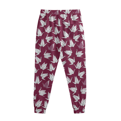 Japanese Origami Crane Pattern Print Sweatpants