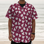 Japanese Origami Crane Pattern Print Textured Short Sleeve Shirt