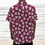 Japanese Origami Crane Pattern Print Textured Short Sleeve Shirt