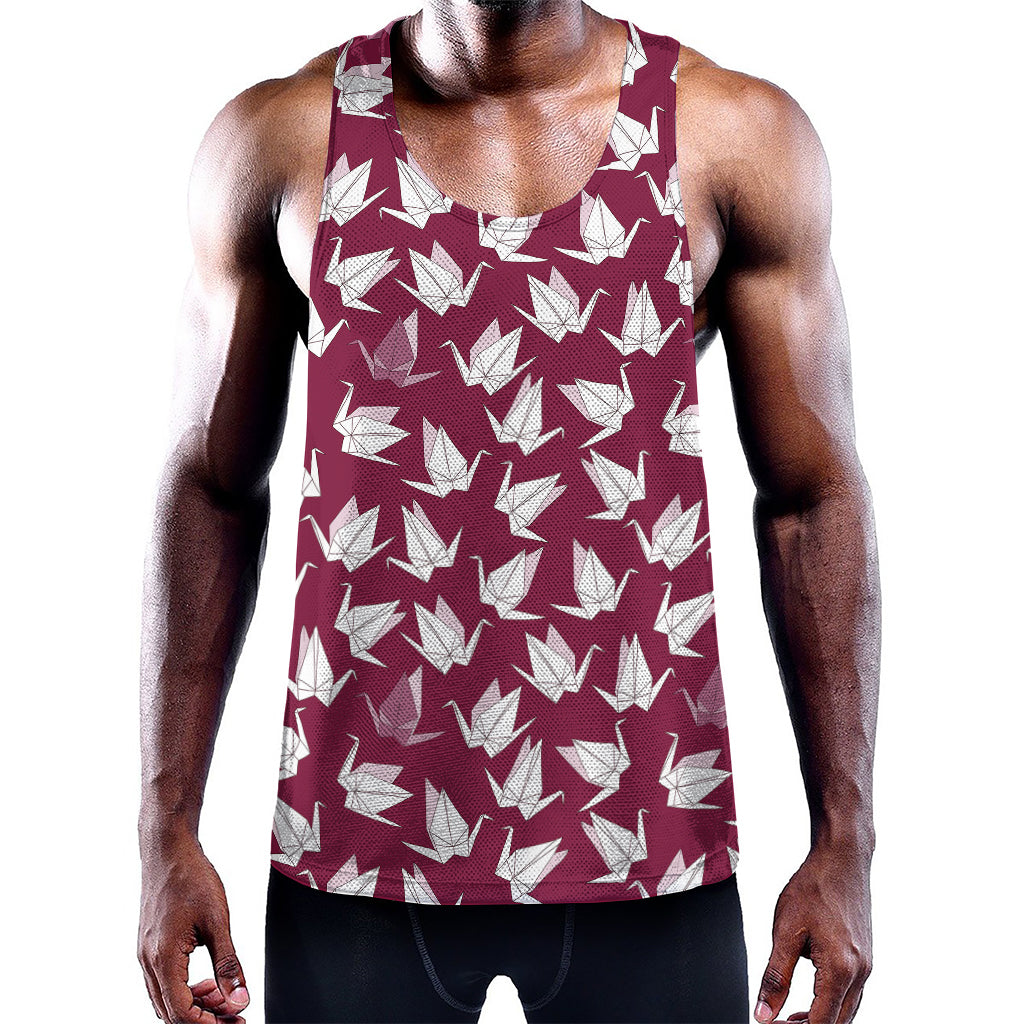 Japanese Origami Crane Pattern Print Training Tank Top