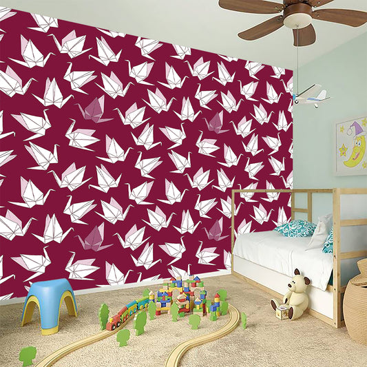 Japanese Origami Crane Pattern Print Wall Sticker