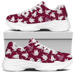 Japanese Origami Crane Pattern Print White Chunky Shoes