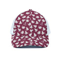 Japanese Origami Crane Pattern Print White Mesh Trucker Hat