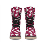 Japanese Origami Crane Pattern Print Winter Boots