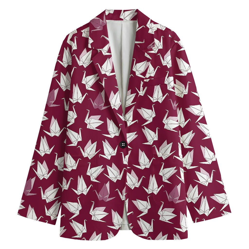 Japanese Origami Crane Pattern Print Women's Blazer