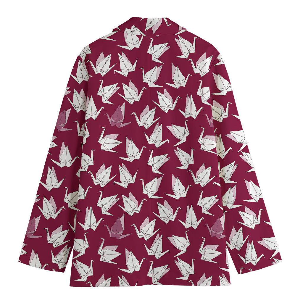 Japanese Origami Crane Pattern Print Women's Blazer
