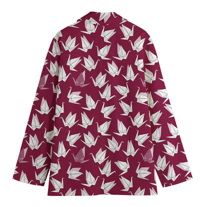 Japanese Origami Crane Pattern Print Women's Blazer