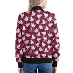 Japanese Origami Crane Pattern Print Women's Bomber Jacket