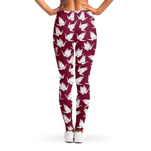 Japanese Origami Crane Pattern Print Women's Leggings