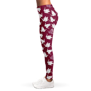 Japanese Origami Crane Pattern Print Women's Leggings