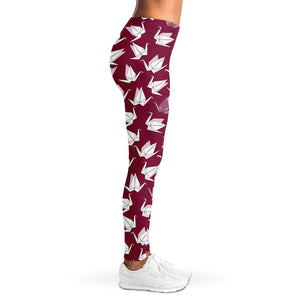 Japanese Origami Crane Pattern Print Women's Leggings