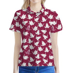 Japanese Origami Crane Pattern Print Women's Polo Shirt