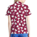 Japanese Origami Crane Pattern Print Women's Polo Shirt