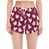 Japanese Origami Crane Pattern Print Women's Split Running Shorts