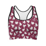 Japanese Origami Crane Pattern Print Women's Sports Bra