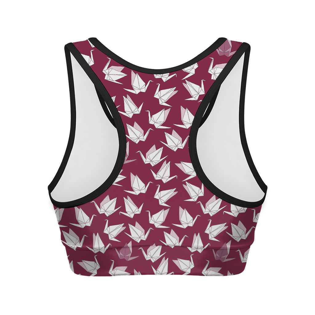 Japanese Origami Crane Pattern Print Women's Sports Bra