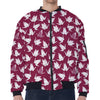 Japanese Origami Crane Pattern Print Zip Sleeve Bomber Jacket