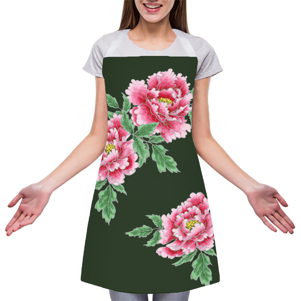 Japanese Peony Print Adjustable Apron