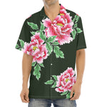 Japanese Peony Print Aloha Shirt