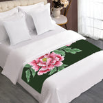 Japanese Peony Print Bed Runner