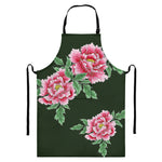 Japanese Peony Print Bib Apron With Pocket