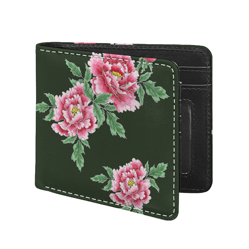 Japanese Peony Print Bifold Wallet