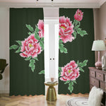 Japanese Peony Print Blackout Pencil Pleat Curtains