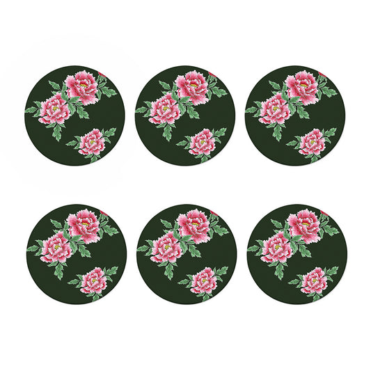 Japanese Peony Print Coaster Set