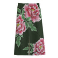 Japanese Peony Print Cotton Front Slit Maxi Skirt