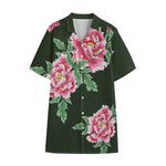 Japanese Peony Print Cotton Hawaiian Shirt