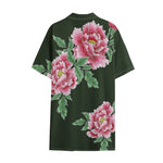 Japanese Peony Print Cotton Hawaiian Shirt