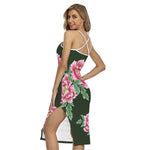Japanese Peony Print Cross Back Cami Dress