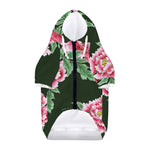 Japanese Peony Print Dog Zip Up Hoodie
