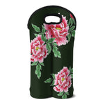 Japanese Peony Print Double Neoprene Wine Tote