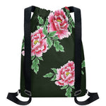 Japanese Peony Print Drawstring Backpack