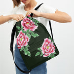 Japanese Peony Print Drawstring Backpack