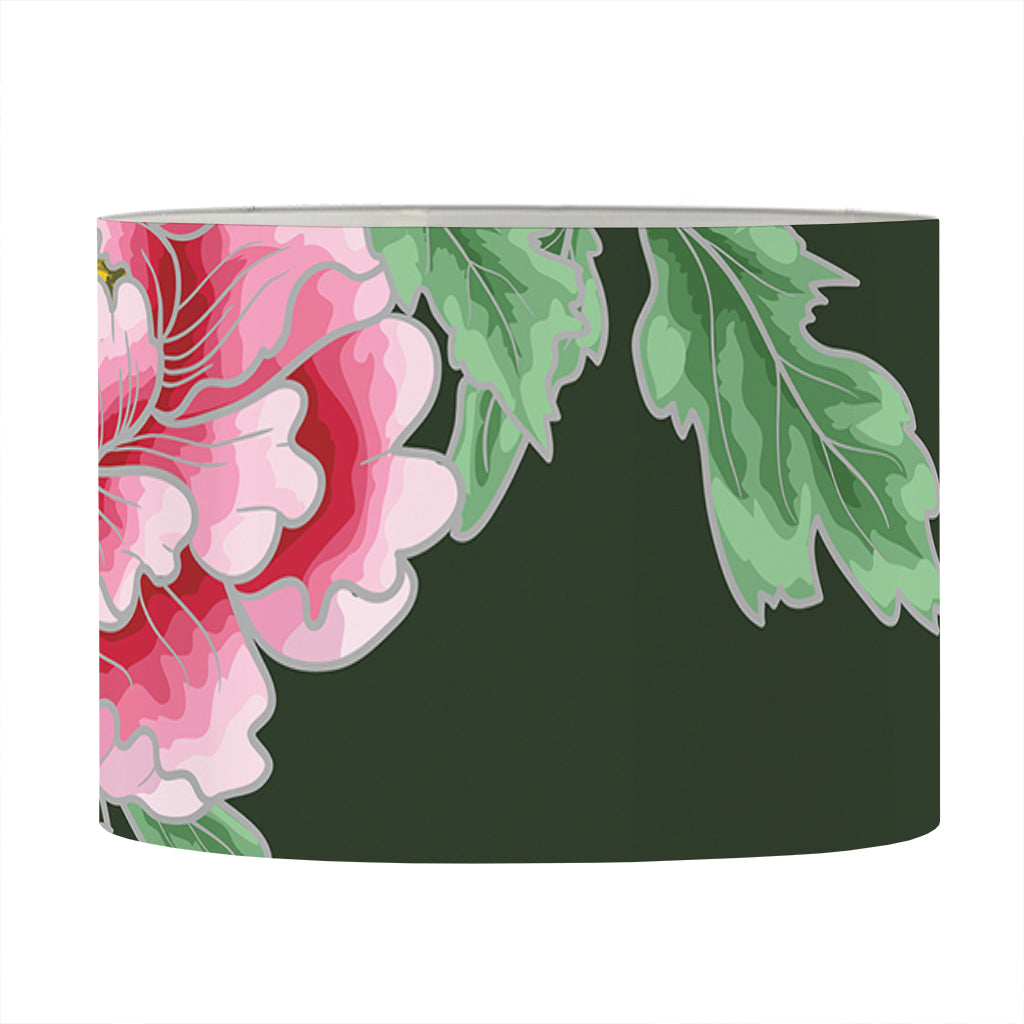 Japanese Peony Print Drum Lamp Shade