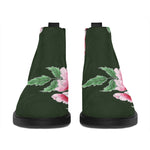 Japanese Peony Print Flat Ankle Boots