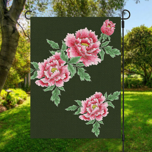 Japanese Peony Print Garden Flag