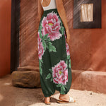 Japanese Peony Print Harem Pants