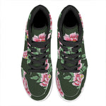 Japanese Peony Print High Top Leather Sneakers