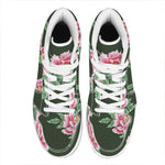 Japanese Peony Print High Top Leather Sneakers